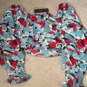 Vero Moda Vibrant Red and Blue Floral Blouse